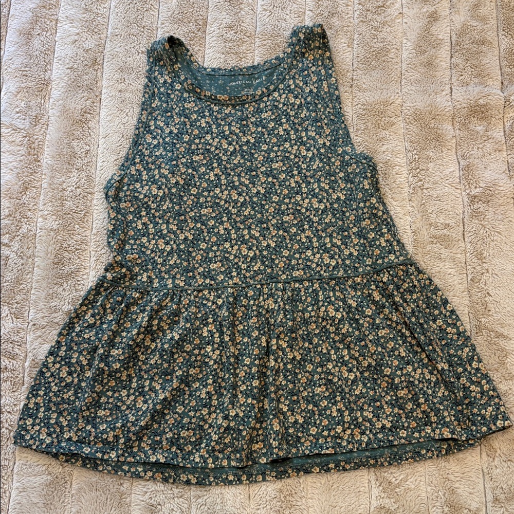American Eagle Outfitters Floral Tank Top - Green and Cream